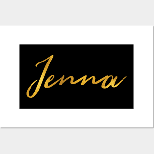 Jenna Name Hand Lettering in Faux Gold Letters Posters and Art